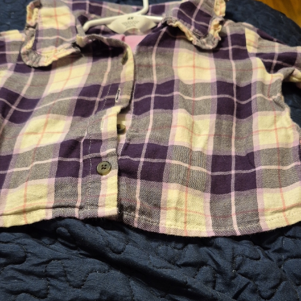H&M Kids Plaid Shirt in Purple and Pink